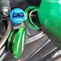 Vista 17 de Paquete combinado de tapa de combustible de aluminio Illlet, tapa de combustible diésel para Dodge – Tapa magnética verde diésel y tapa DEF azul