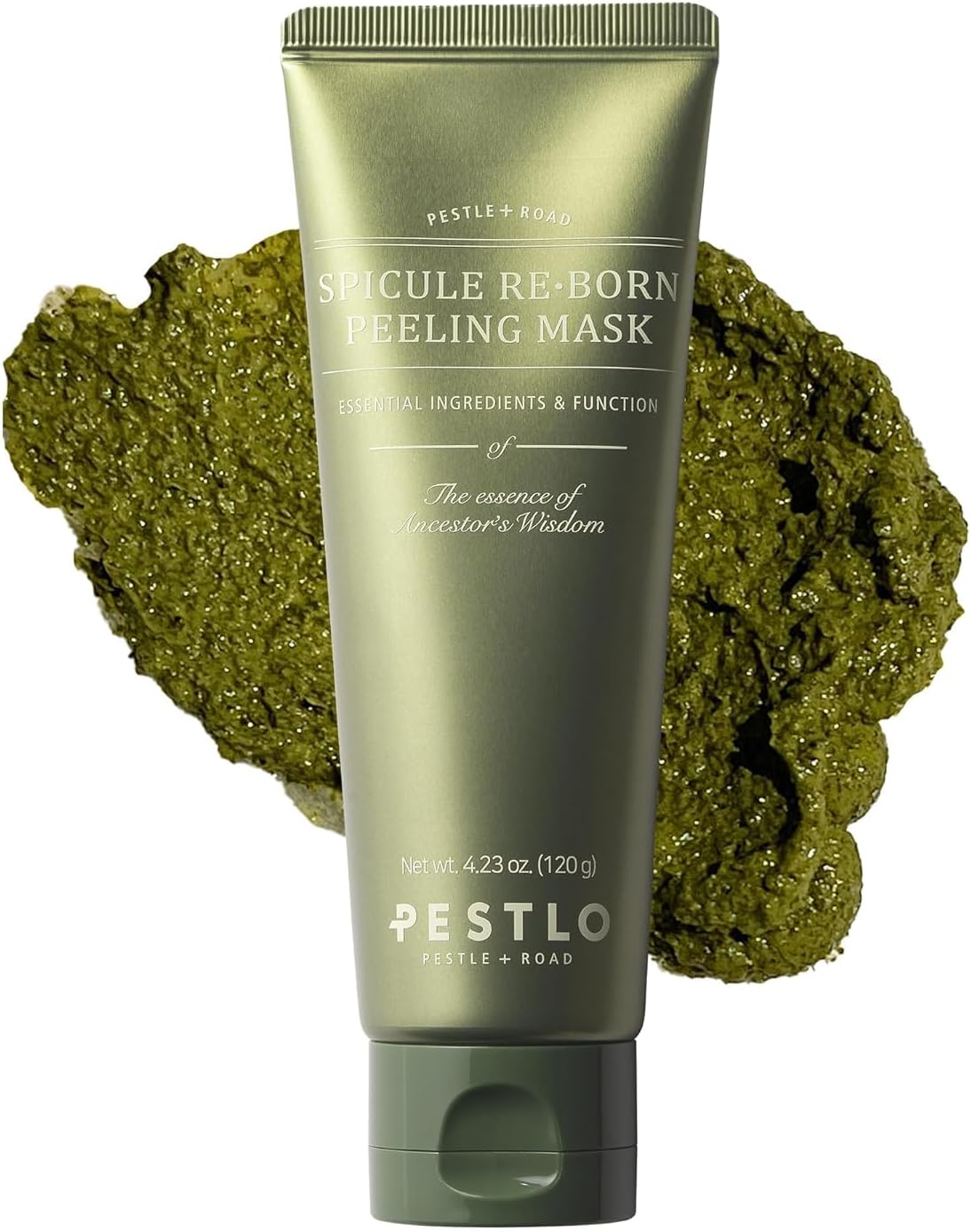 PESTLO Spicule Reborn Exfoliating Peeling Mask for Korean Glass Skin – Natural Marine Spicules, Green Tea & Wormwood for Gentle Exfoliation, Pore Care, Hydration & Radiant Skin, 4.23 oz (120ml)