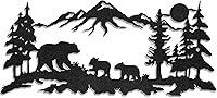Vista 1 de Moxweyeni Arte de pared de oso de metal, bosque de oso de montaña, decoración rústica de caza de animales para decoración de pared de dormitorio
