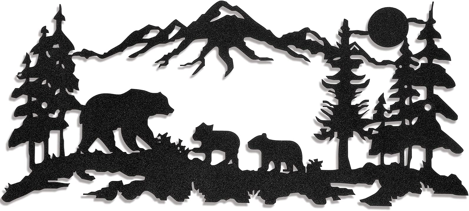 Moxweyeni Metal Bear Wall Art Forest Mountain Bear Woodland Decor Rustic Animal Hunting Decor for Bedroom Wall Decoration, 11.8 x 6.9 Inch