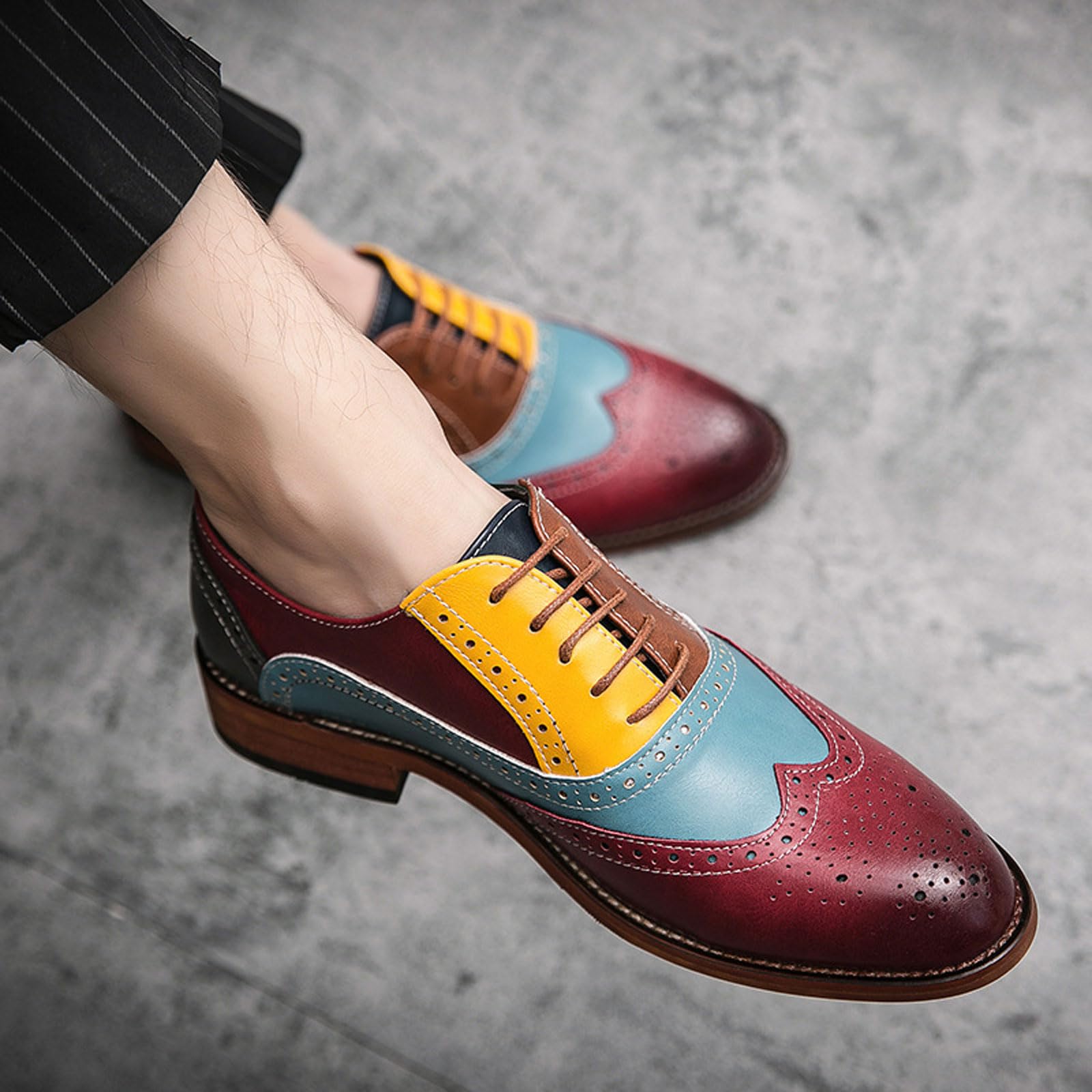 Chaussures Oxford À Bout Golf pour Hommes Brogues Formelles Mariage Affaires