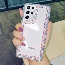 Bonitex Bling Case for Samsung Galaxy S22 Ultra, Sparkle Glitter Rhinestone Clear Case for Women