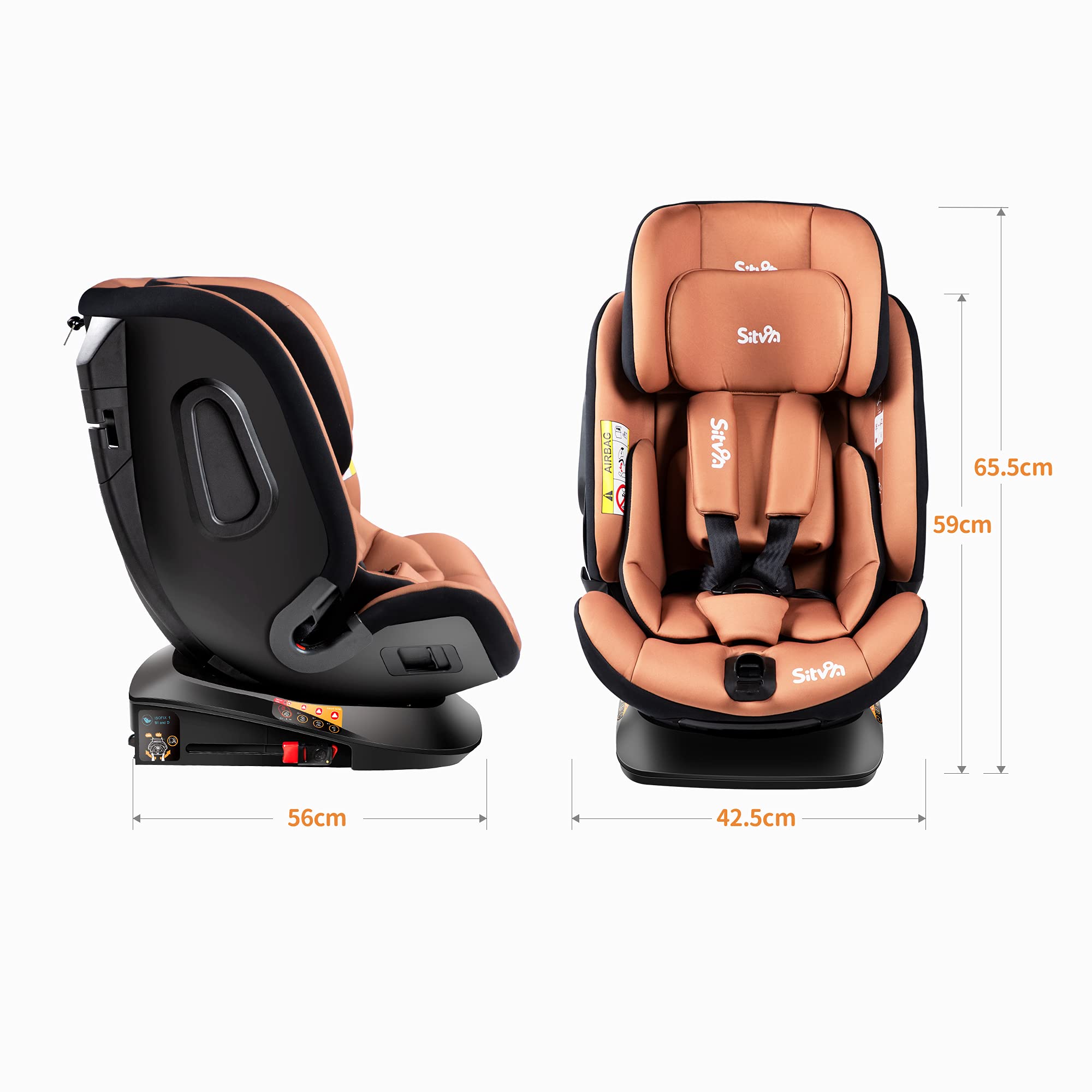 Sitvon AllinOne Baby Car Seat with High Back Booster Adjustable