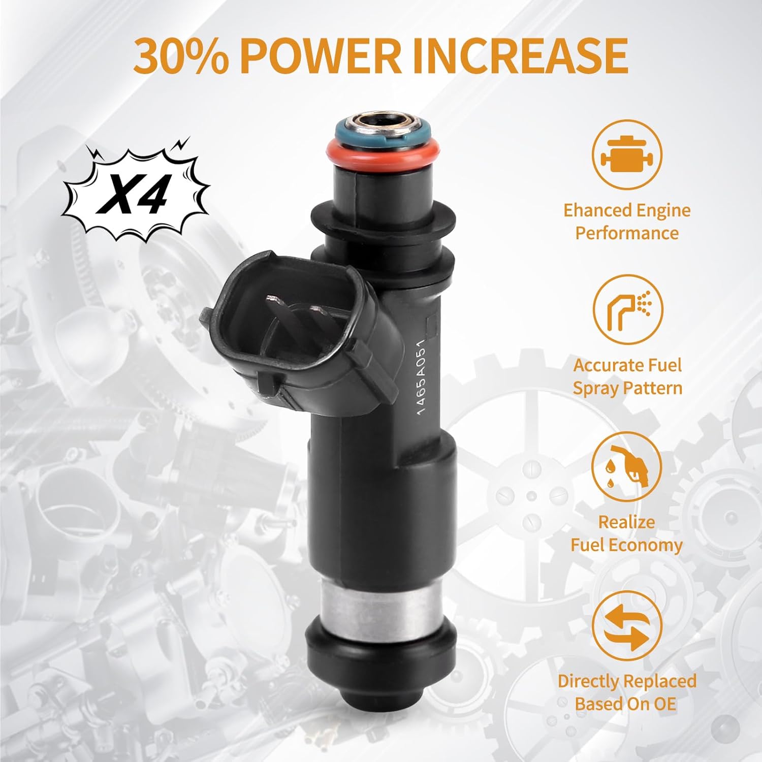 4PCS Fuel Injectors 12 Holes Compatible with Mitsubishi Eclipse 2006-2012, for Mitsubishi Galant 2004 2005 2006 2007 2008 2009 2010 2011 2012 L4 2.4L Replace# 1465A051 195500-0281 FJ868 4G2182