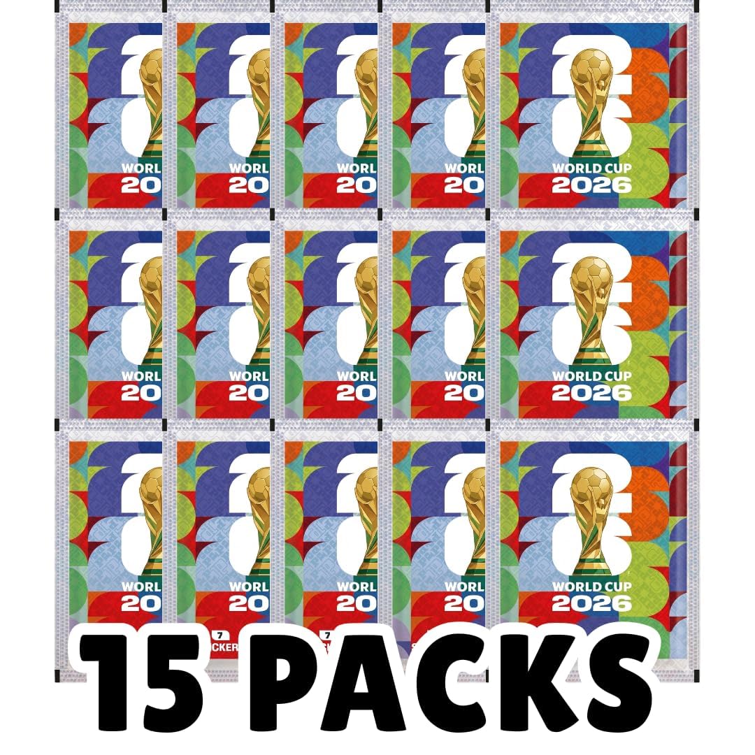 World Cup 2026 Sticker Bundle Set – 15 Versiegelte Stickertüten mit 105 Stickern & 100 Heartglobal Kartenhüllen für Sammler +Heartglobal Versandschutz (Own Brand Bundle)