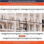 DIYHD 87in Black Sliding Library Ladder with 3.3FT Telescopic Hook Track Hardware - Metal Rolling Ladder with Bottom Brake Wheels, Kit for Home, Loft, and Bookshelves