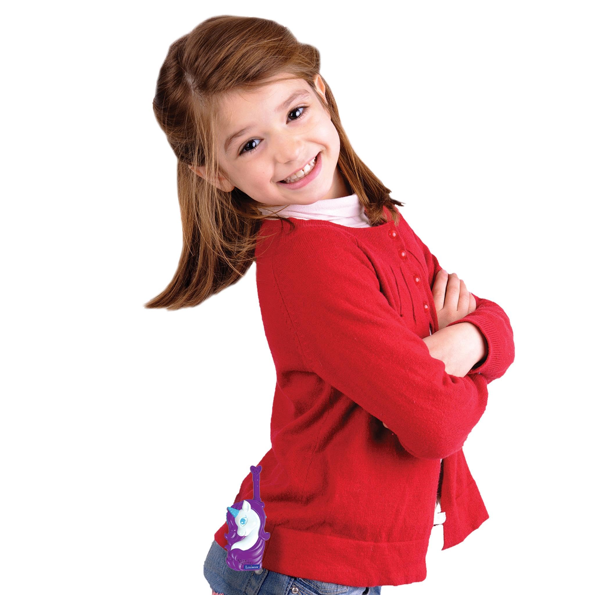 LEXIBOOK, Unicorn, 3D Unicorn Walkie-Talkies, 500m Range, 2 Communication Channels, Belt Clip, Pink/Purple, TW18UNILXB - Image 3