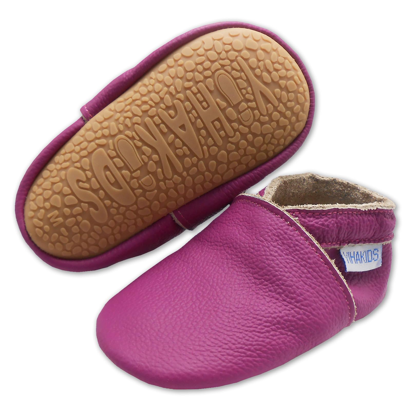 YIHAKIDS Krabbelschuhe Baby Lauflernschuhe Jungen Mädchen Weicher Leder Babyhausschuhe Kleinkind rutschfeste Lederschuhe mit Gummisohle für Baby 6-12 Monate 12-18 Monate 18-24 Monate