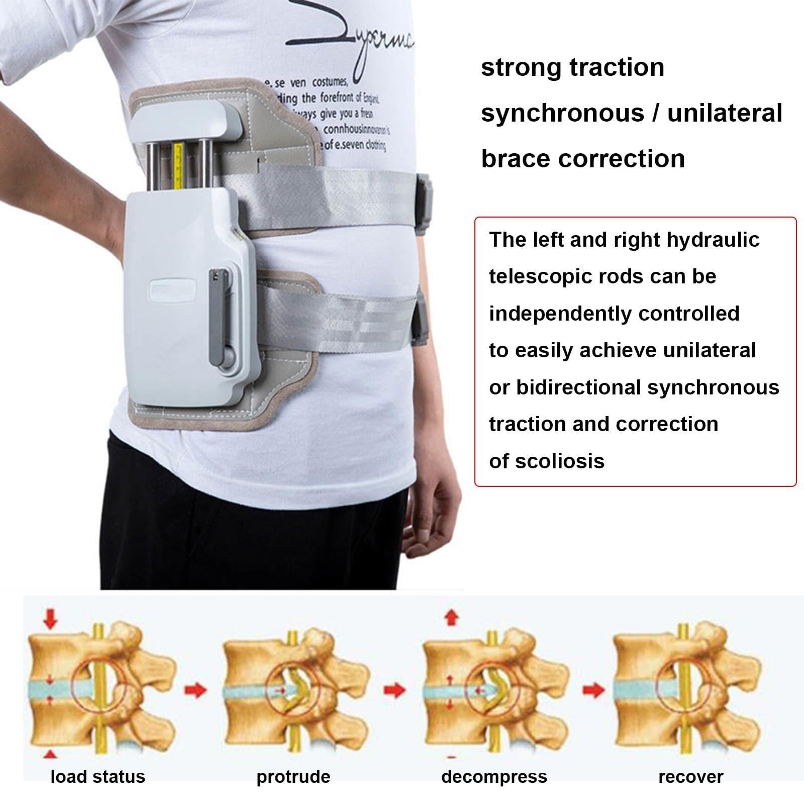 MAHWER Dispositif de Traction du Disque intervertébral Lombaire, Ceinture de décompression Lombaire, synchronisation/Pression bilatérale Visible, réglable dynamiquement