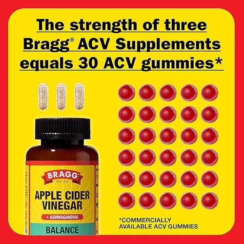 Miniatura 4 de Bragg Daily Balance - Cápsulas de vinagre de sidra de manzana y Sensoril Ashwagandha - 750 mg de ácido acético - Soporte para el control de energía