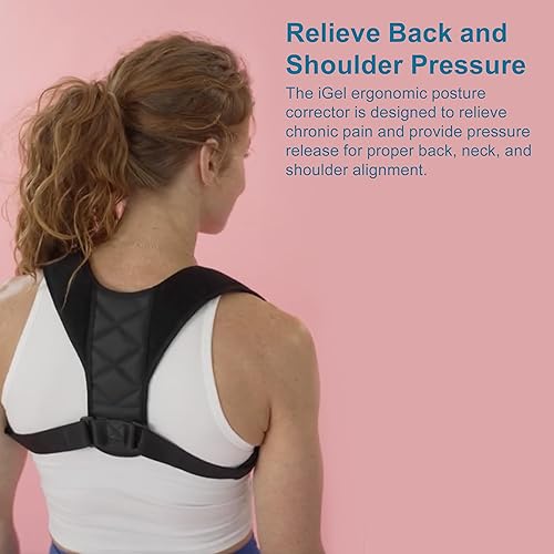 Miniatura 3 de iGelSoles Corrector de postura para hombres y mujeres, enderezador de espalda ajustable para tamaño de pecho de 28 a 43 pulgadas, soporte de postura