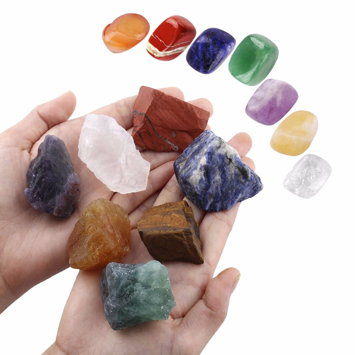 7 Chakra Stones Set - Mixed Natural Tumbled Crystals, Approx 160g, Includes Rose Quartz, Amethyst, Clear Quartz & More 12 thumbnail image