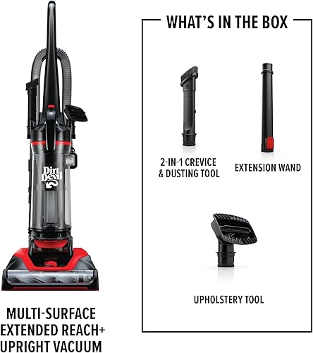 Miniatura 7 de Dirt Devil Aspiradora vertical multisuperficie de alcance extendido + sin bolsa para alfombras y suelos duros, aspiradoras potentes, ligeras y con