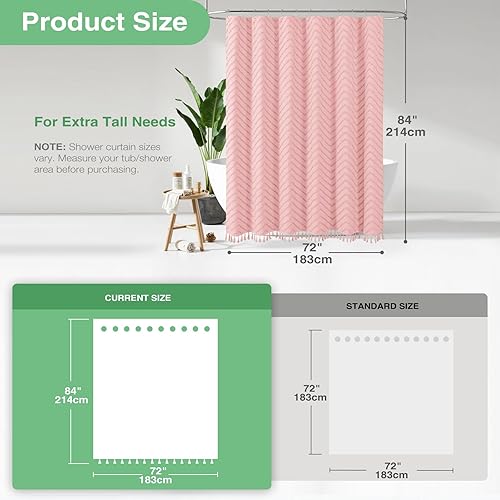 Vista 241 de Dynamene - Cortina de ducha, bohemia y rústica con rayas con chebrón en relieve, cortina texturizada para decoración de baño, juego de cortina A.