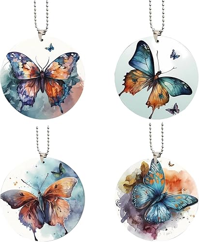 4 adornos colgantes de mariposa acrílica, encantadoras decoraciones de espejo de automóvil, adorno de árbol de Navidad y accesorios disponible en Yaxa Peru