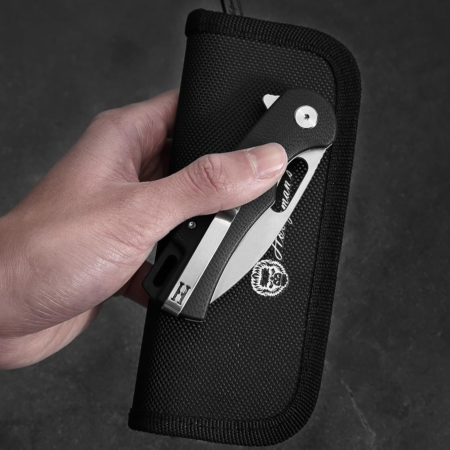 Holtzman's Gorilla Survival Folding Pocket Knife with D2 Steel Blade and G10 Handle (Silver) - EDC Gift Set for Men - Perfect for Everyday Carry