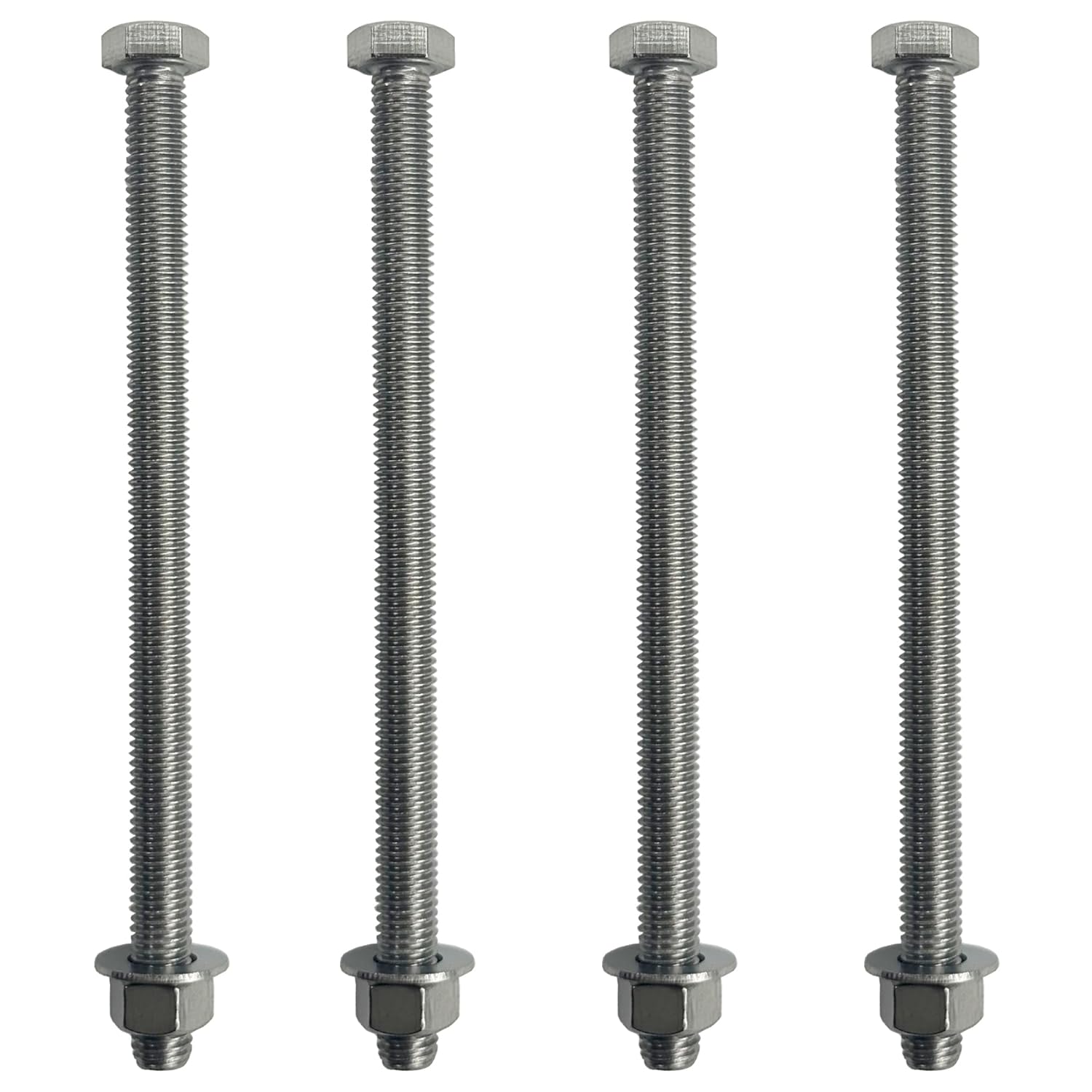 1/2"-13 x 8 Full Thread 304-Stainless Steel Bolts, Nuts & washers - Hex Head Bolt - (18/8) Grade. General Purpose Bolts (10)