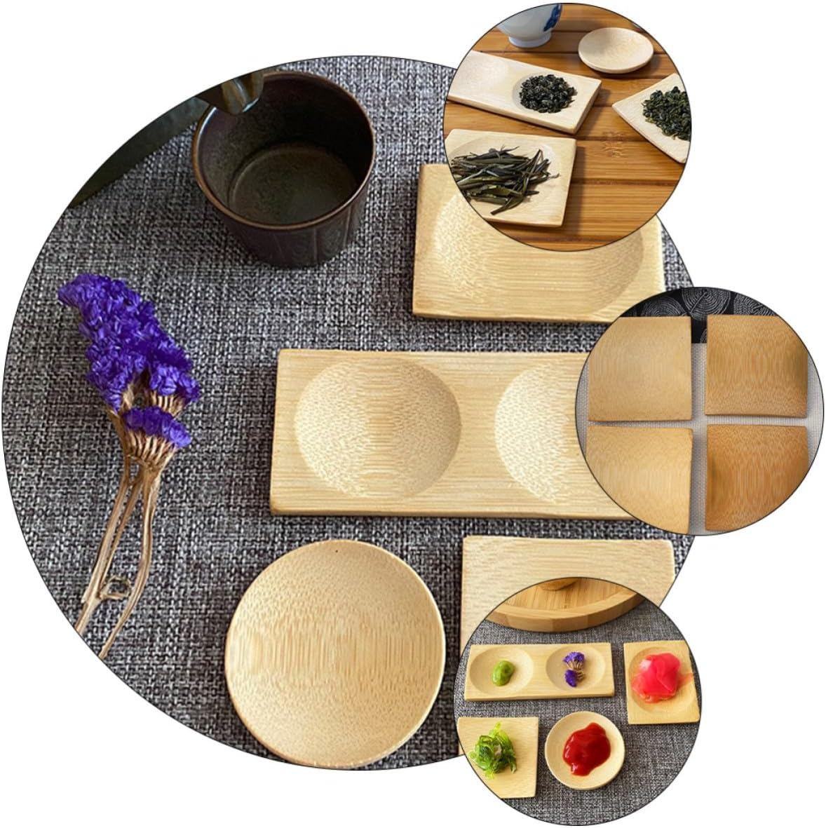 12pcs Dipping Bowls Snack Plates Set for Families and Outdoor Camping, Multi-style Combination Serving Dishes Made of Eco-friendly for Storing Snacks and Sauces Color