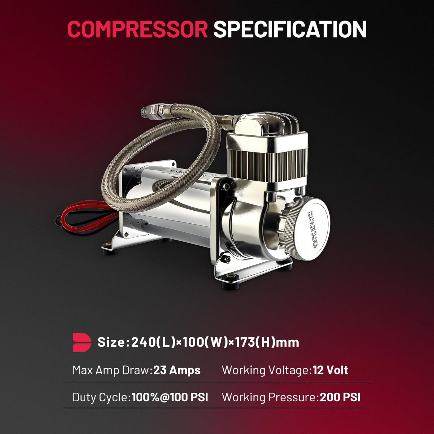 BDFHYK 1.5 Gallon Air Tank with Compressor-6 Ports with 1/4-Inch NPT Thread,150 PSI Rated On-Board Compressed Air Tank for Air Suspension System,Air Brake System,Tire Inflation,Truck/Train Horns/Car - Image 3