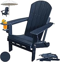 Vista 24 de Sillas plegables Adirondack, Silla Adirondack de plástico HDPE con mesa lateral, resistente a la intemperie, sin decoloración, para patio, hoguera