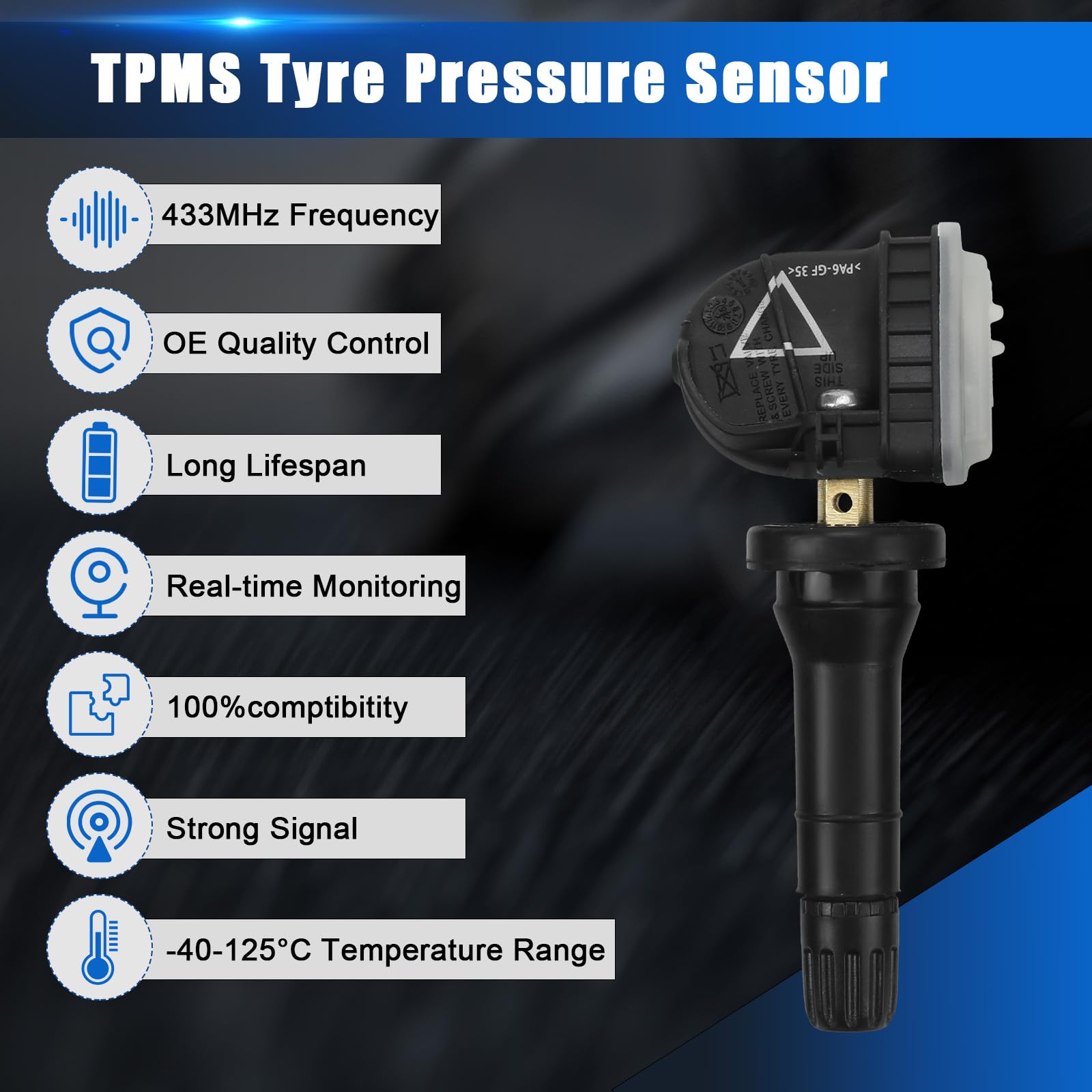 Reifendrucksensor Kompatibel mit Ford Galaxy S-Max Edge Fiesta Mondeo Mustang, TPM Sensor RDKS TPMS Reifendruckkontrolle Sensor 2318453 5291383 2036804-4 Stück