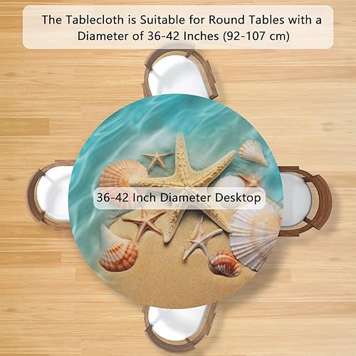 Vista 168 de Pardick Mantel redondo elástico con diseño de hojas de otoño, mantel redondo ajustable de 36 a 42 pulgadas, mantel circular impermeable, lavable