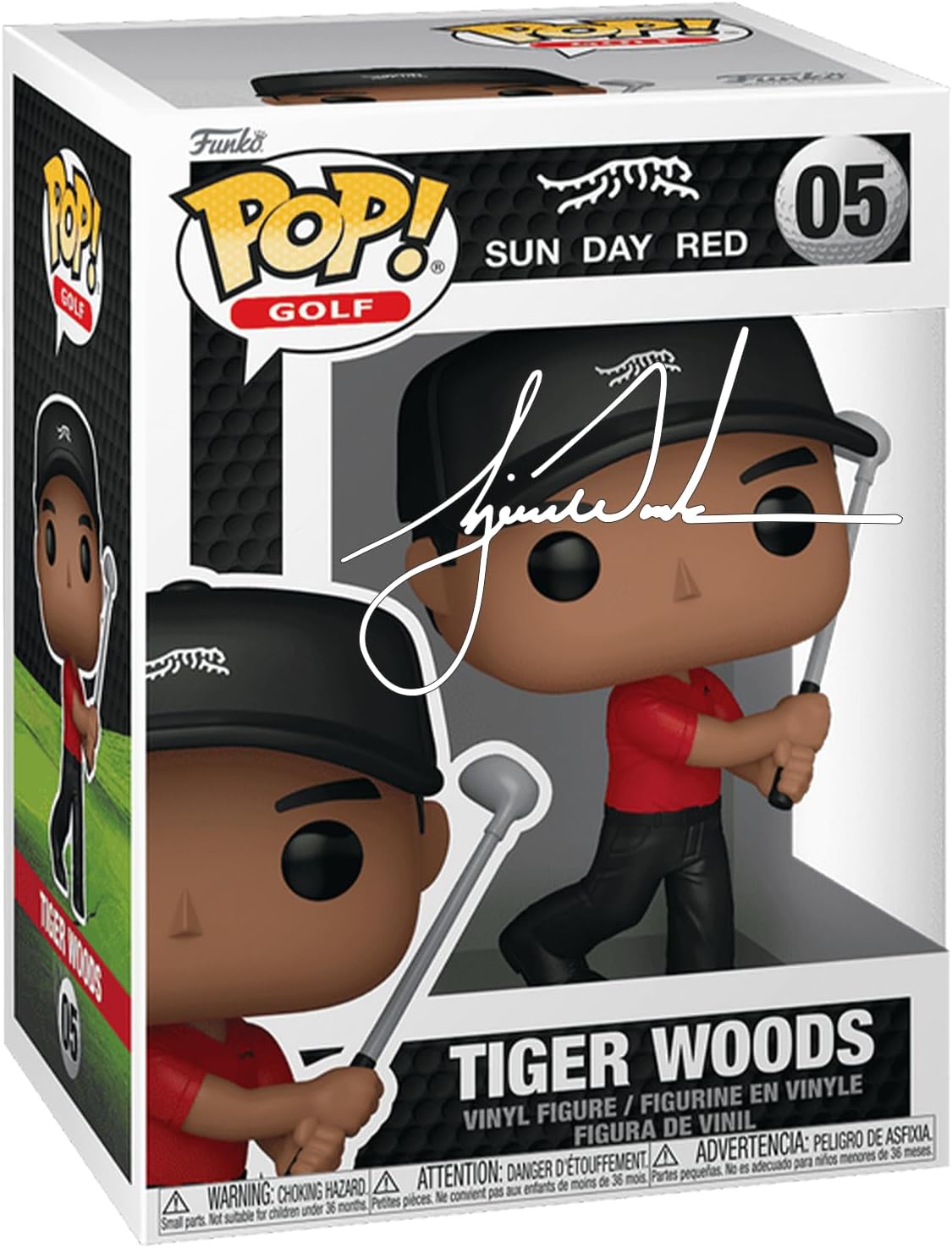 Tiger Woods Swinging #05 Facsimile Signed Reprint Laser Autographed Funko POP! Golf Figurine with Protector Case