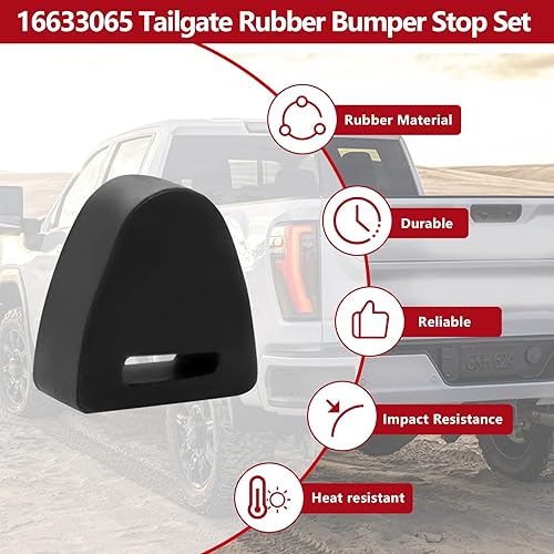 Miniatura 6 de 16633065 - Tope de goma para parachoques de puerta trasera compatible con Chevy Silverado 1999-2007  GMC Sierra, juego de tope de goma para puerta