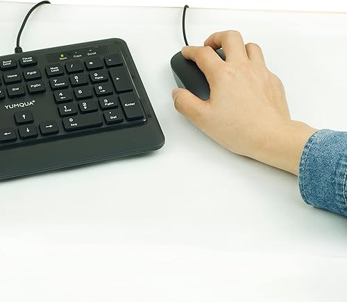 Miniatura 7 de YUMQUA Ratón de computadora con cable a granel, silencioso óptico USB con cable a granel para computadora portátil, Chromebook, negro