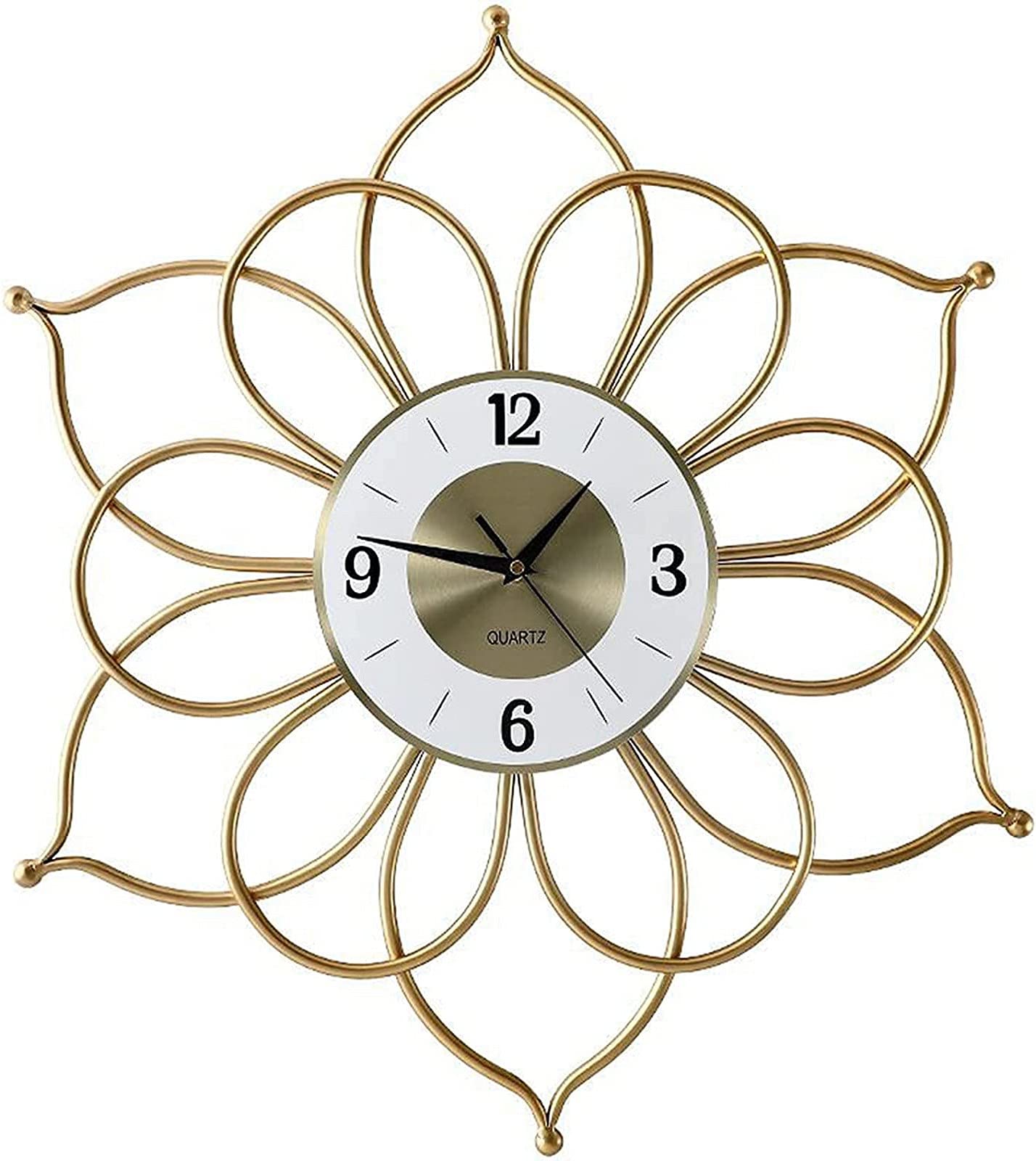 Horloge murale silencieuse à quartz en métal noir pour salon et bureau