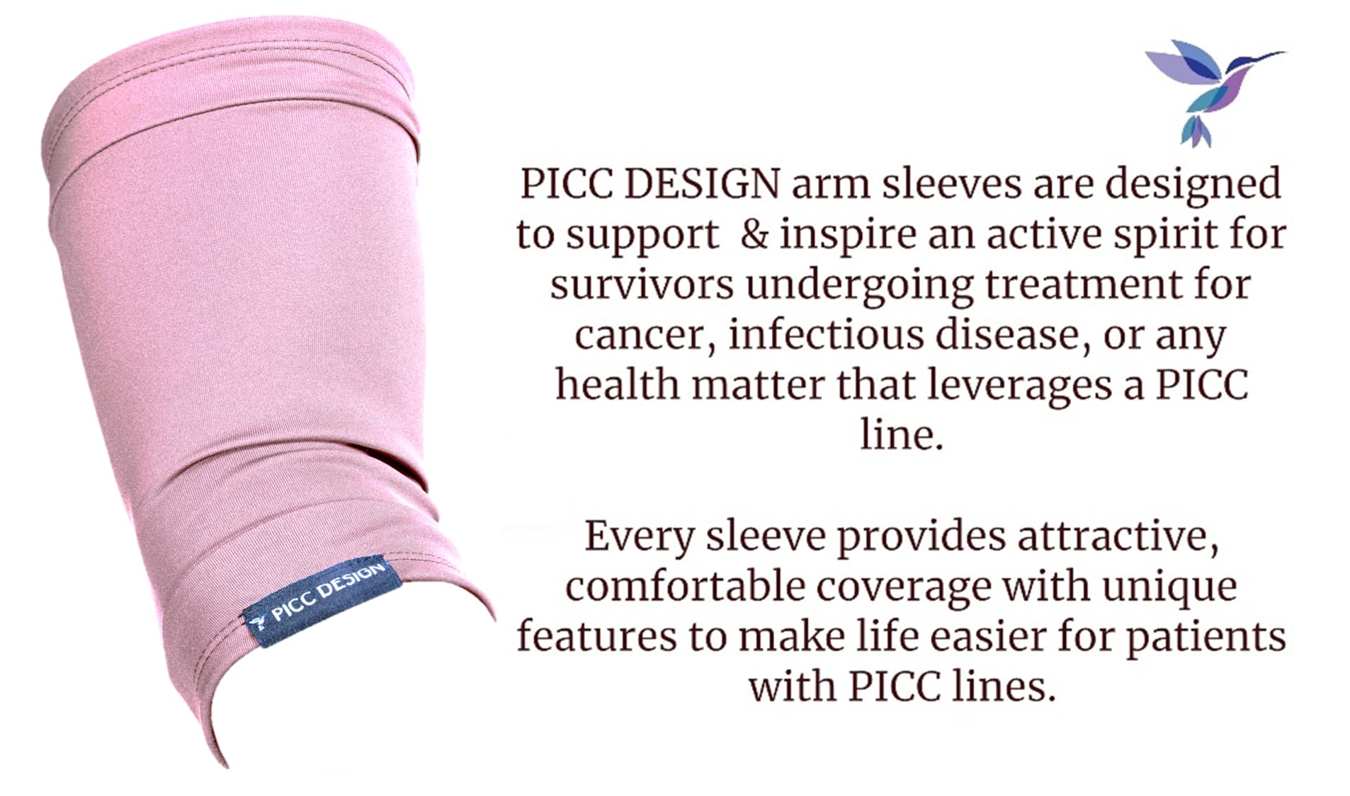 PICC DESIGN: Slip-On PICC Line Arm Sleeve w/Antimicrobial & Moisture-Wicking Properties! (Pink, Medium)