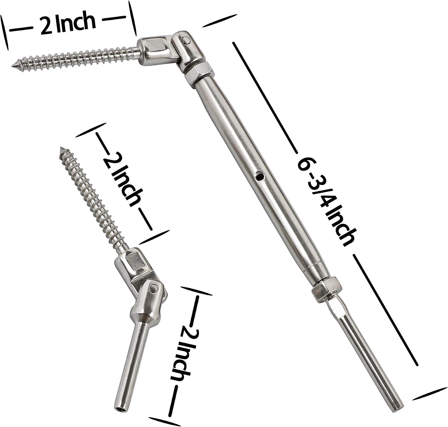 Get Special Price kjxxkj 1/8 Inch Adjustable Angle Single-Screw Cable Railing Hardware Swage Kit for Wood Post, T316 Stainless Steel, Marine Grade (30 Pack)