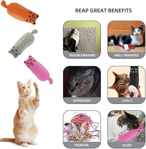 Miniatura 7 de Juguetes suaves para gatos de interior, almohadas interactivas rellenas de hierba gatera, juego de dentición de gatito de peluche, lindo gatito,
