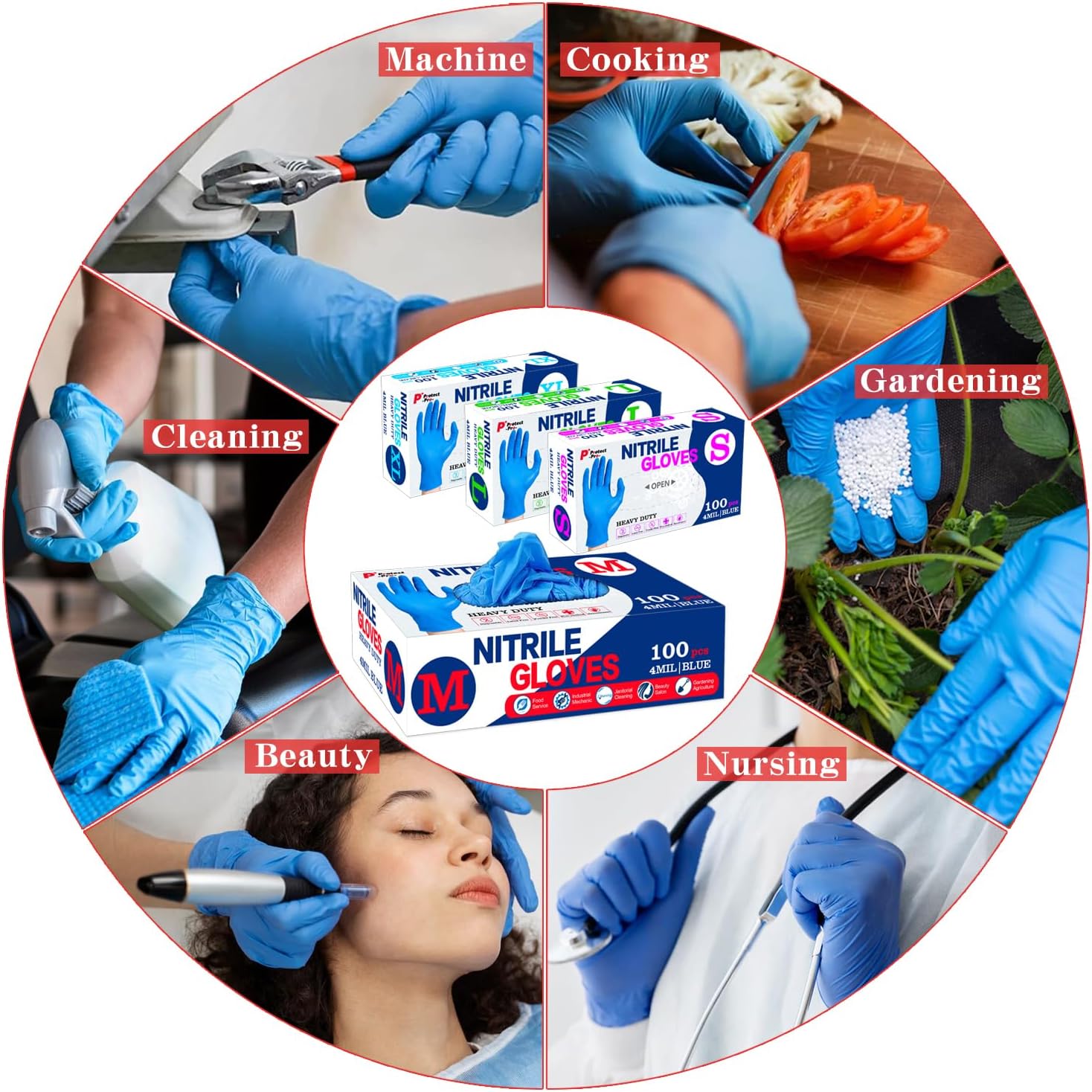 SANYU Nitrile Gloves, Powder-Free, Latex-Free, Non-Sterile, Food Safe, Disposable Gloves for Household, Heavy Duty, 4 Mil