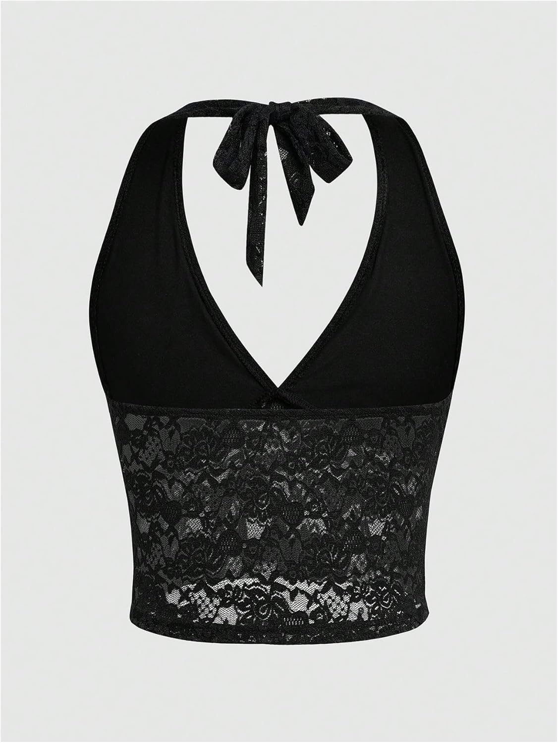 MakeMeChic Women's Lace Halter Top Deep V Backless Festival Going Out Tank Tops - Image 4