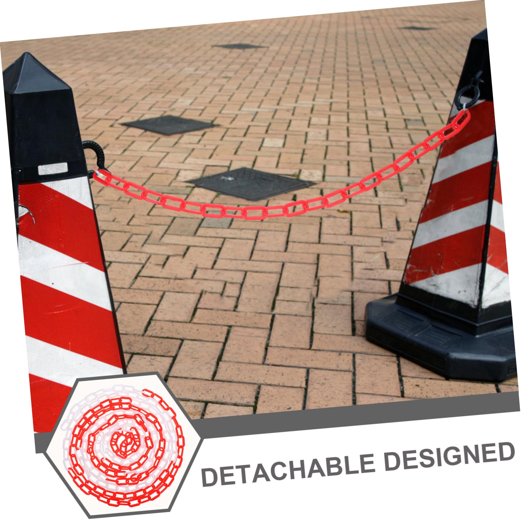 WOONEKY Protective Chain Parking Chain Barrier Safety Barrier Chain Parking Barrier Chain Parking Lot Barrier Chain Plastic Chain Door Chain Link Driveway Chain Barrier Long Chain Abs