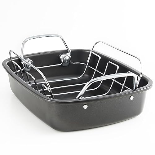 KITESSENSU Large Roasting Pan with Rack - 25 LB Nonstick
