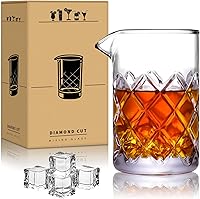 QSLKING 24oz Crystal Cocktail Mixing Glass - Thick Weighted Bottom, Lead-Free Stirring Cup for Professional Bartenders & Home Mixologists
