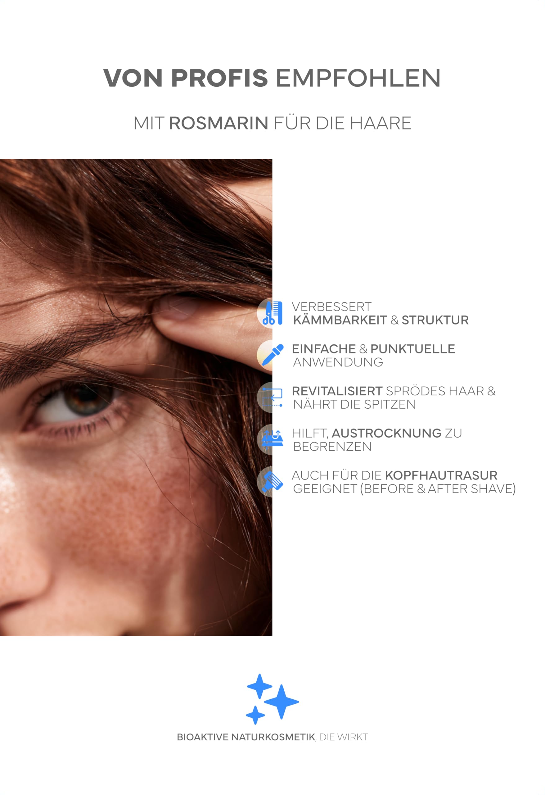 BIO Haaröl: Bei Haarausfall, Haarwachstum, Haarwuchs: Haare & Kopfhaut pflegen mit kaltgepresstem Arganöl, Rizinusöl, Mandelöl, Rosmarinöl (Rosmarin); Haarwuchsöl als Haarmaske & Haarkur (3 x 100ml)