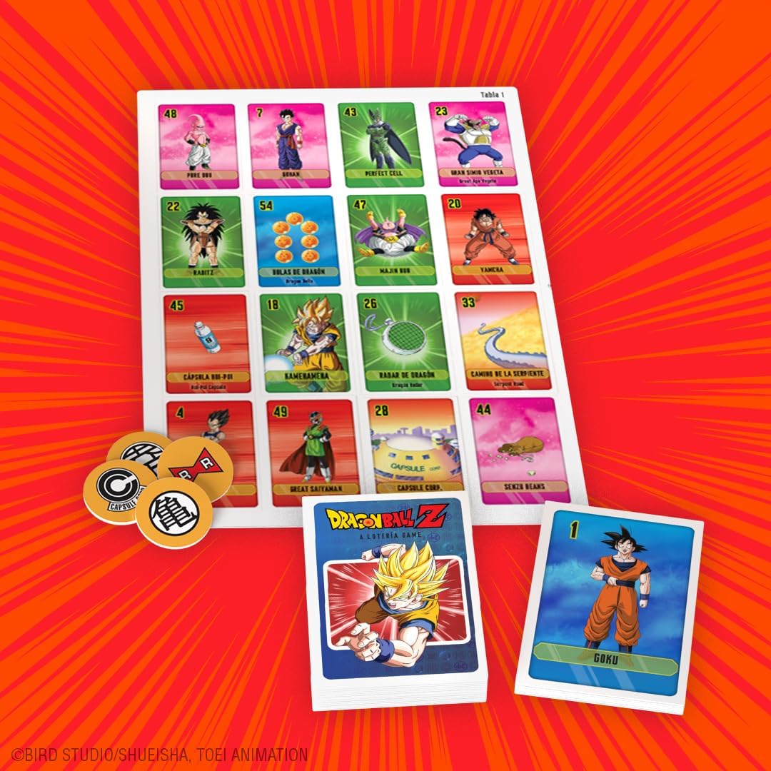 Lotería: Dragon Ball Z, Traditional Mexicana Game of Chance, Bingo Style Game Featuring Artwork & Illustrations from the Popular Anime Series Dragon Ball Z, Inspired by Spanish Words & Mexican Culture