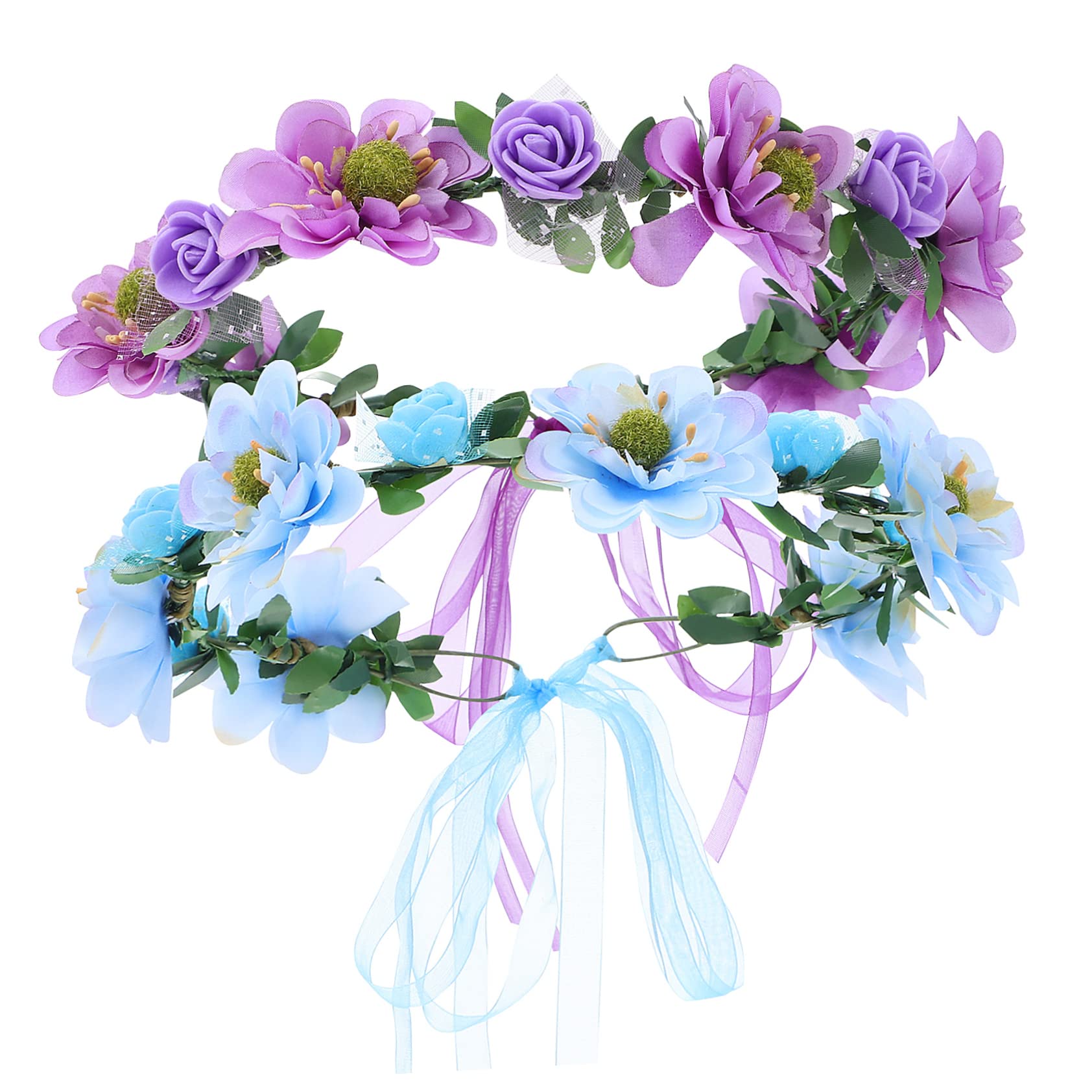 FRCOLOR 8 Stk Blumen Stirnband blumenkränze fürs haar hair toppers for women wedding hair accessories Hochzeit Stirnband Braut Blumengirlande Tiara künstliche Blumenkronen Stoff