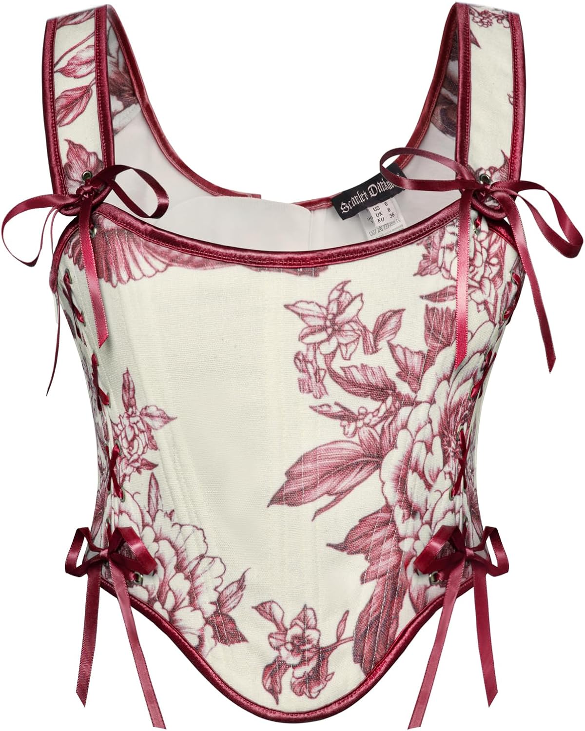 Corsetto Rinascimentale Donna SCARLET DARKNESS - Floreale Con Lacci E Stecche