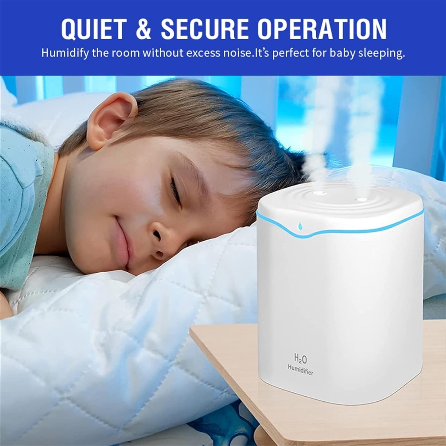 per Uso Domestico Umidificatori Doppio Spray Umidificatore Diffusore di Olio Essenziale Diffusore d'Aria ad Ultrasuoni Diffusore di Aroma Elettrico Umidificatore Aria 2200ml(B)