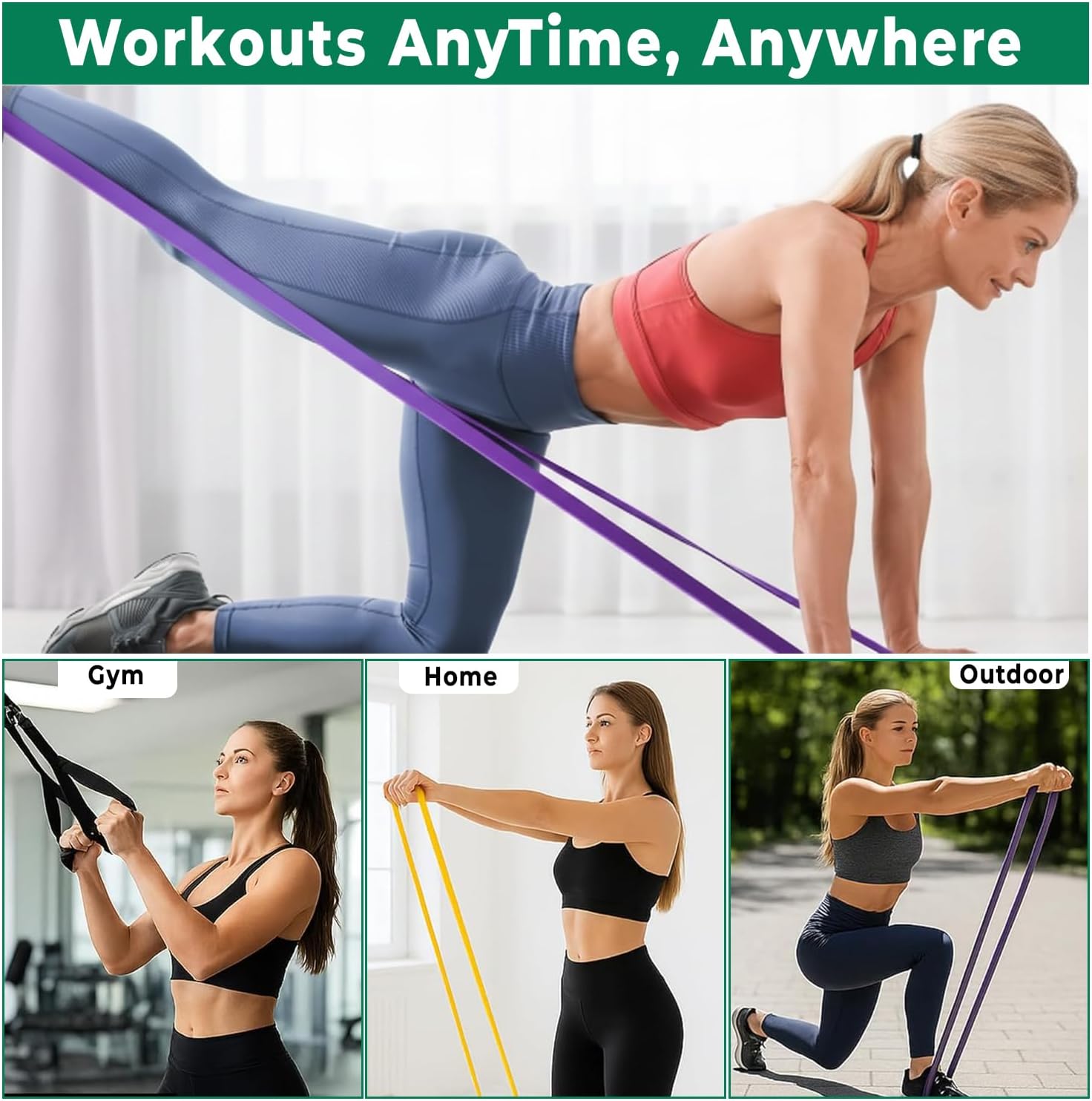 Resistance Band Sets with Accessories – 5 Level Pull Up Exercise Bands with Handles, Door Anchor & Carry Bag | Workout Bands for Strength Training, Home Gym & Fitness