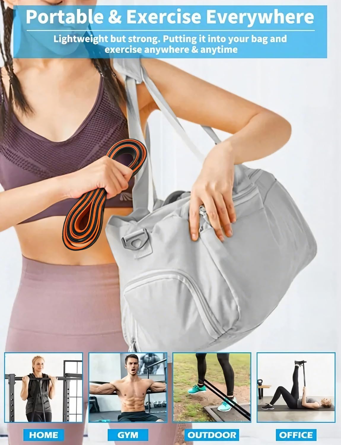 WSAKOUE Set di fasce di assistenza per trazione, fasce di resistenza per uomini e donne, fasce di allenamento per allenamento, stretching del corpo, powerlifting, allenamento di resistenza