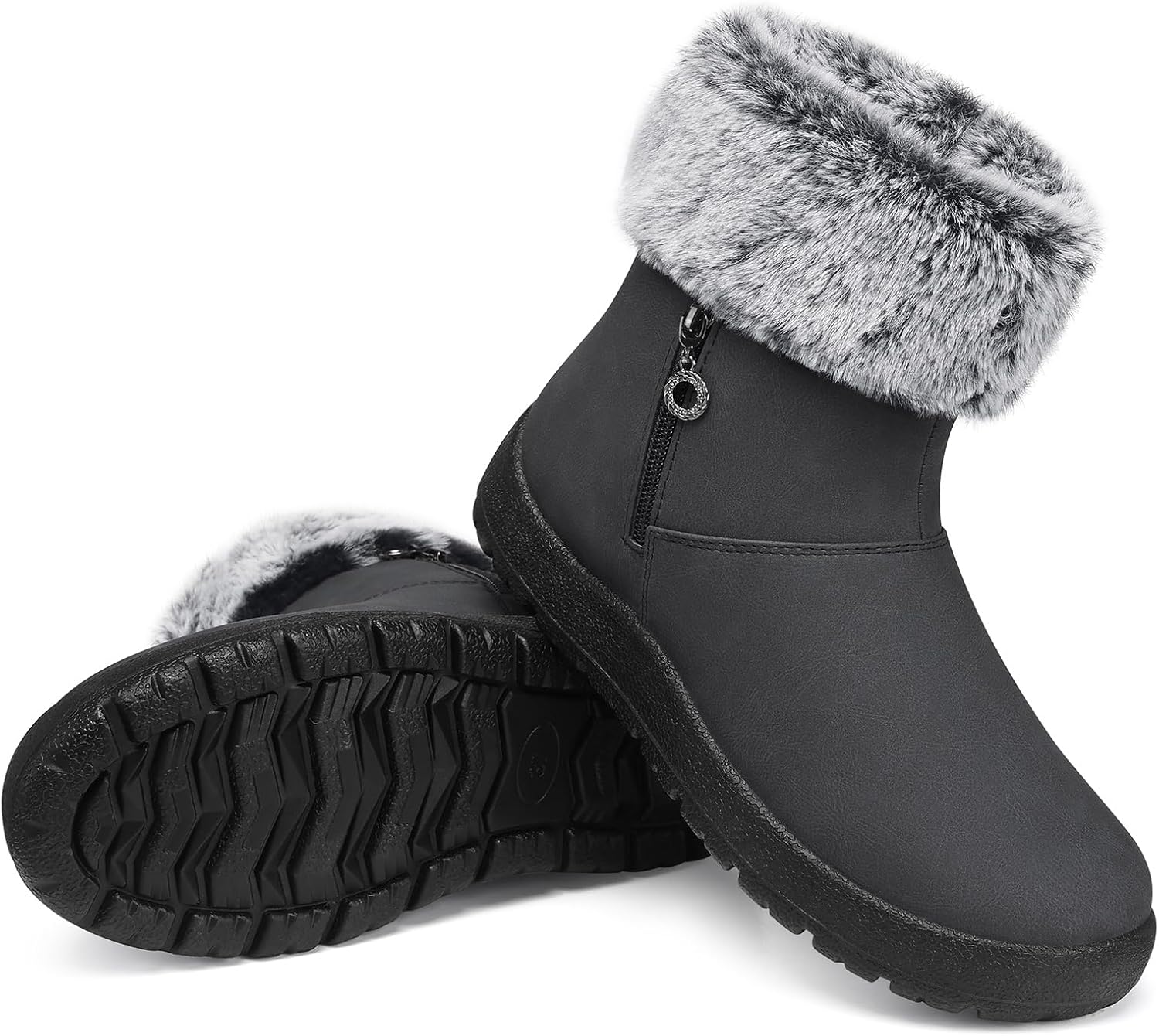 TEMOFON Women Winter Boots Waterproof: Fur Lined Ankle Booties, Wide Width Snow Boots, Warm Comfy, Walking Soft Winter Shoes Size 5-11