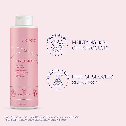 Miniatura 10 de Joico InnerJoi Preserve Shampoo  Para protección del color y brillo  Para cabello teñido  Sin sulfatos ni parabenos  Fórmula vegana derivada de