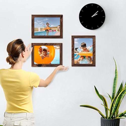 Miniatura 4 de Giftgarden Juego de 12 portarretratos de 5 x 7 pulgadas, color madera de nogal rústico, de 5 x 7 pulgadas, a granel para pared o mesa