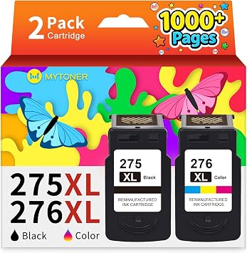 MYTONER PG-275XL CL-276XL Replacement for Canon 275 and 276 Ink Cartridge Canon Ink 275 and 276 Black Color Combo Pack for PIXMA TS3700 TS4720 TS3522 TS3722 TS3500 TR4722 TR4700 Printer2 Pack