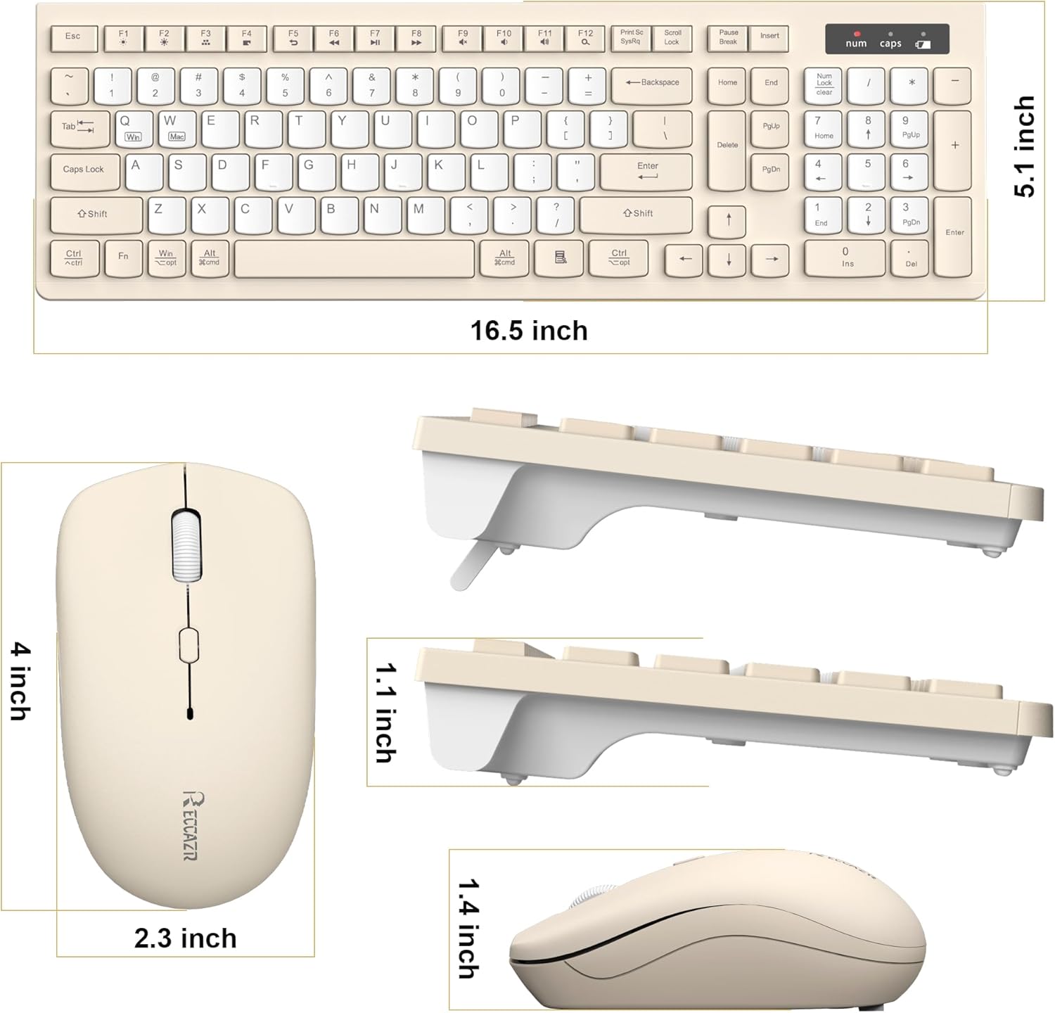 Silent Wireless Keyboard and Mouse Combo, Full-Sized Wireless Keyboard and Adjustable DPI Mouse, 2.4GHz USB Receiver, Keyboard and Mouse for PC, Windows, MAC, Desktop, Laptop(Latte-Color B) - Image 9